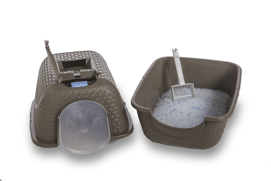 Picture of Aldotrade covered toilet for cats Rattan 42x50,5x40cm