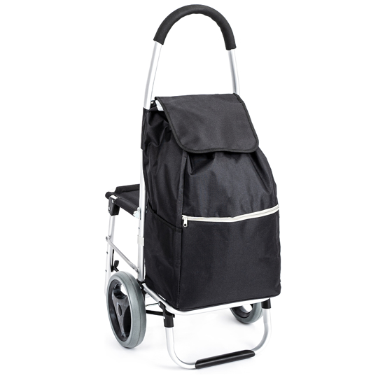 Picture of Aldotrade shopping bag on wheels with seat Comfort - black