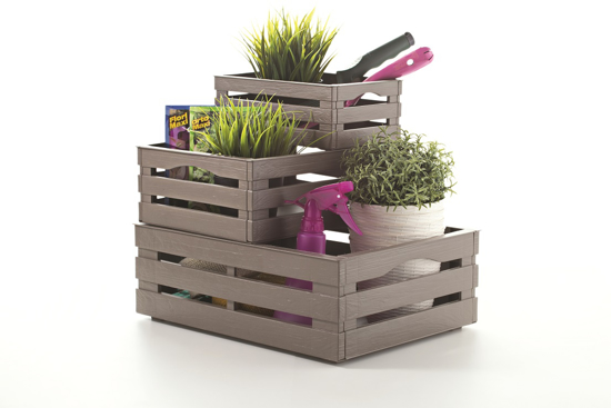 Picture of Aldotrade set of crates tina tris 3pcs brown