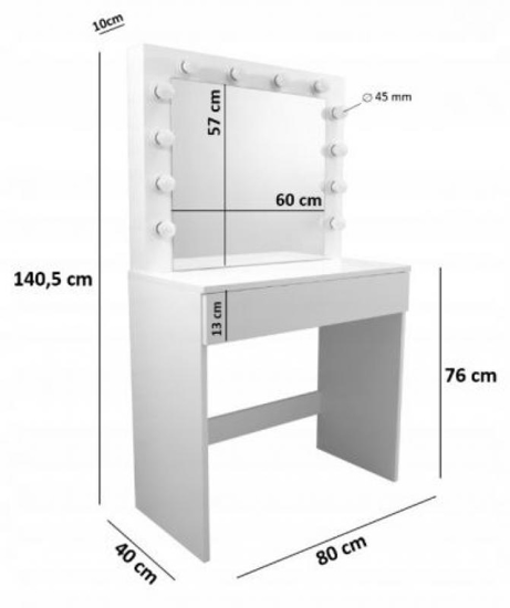 Picture of Aldotrade toilet cosmetic table Linda 80x40x140cm with mirror