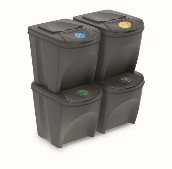 Picture of Waste basket set 4 pcs sortibox - gray