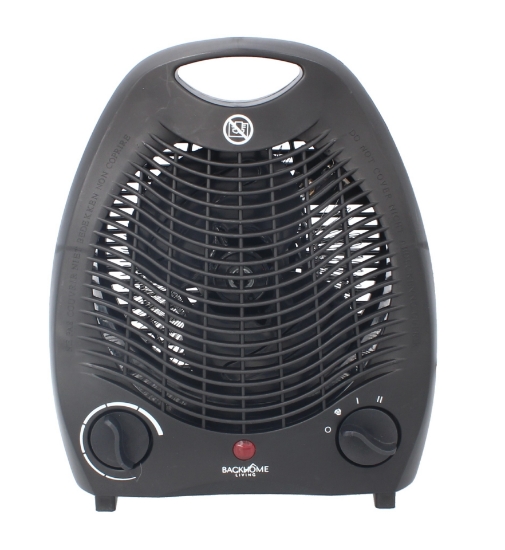 Picture of Elektrické topení s ventilátorem a bezpečnostním spínačem, černé, 2000 W