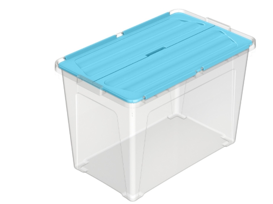 Obrázek z Multibox ECO s připevněným víkem 60l, víko modré 