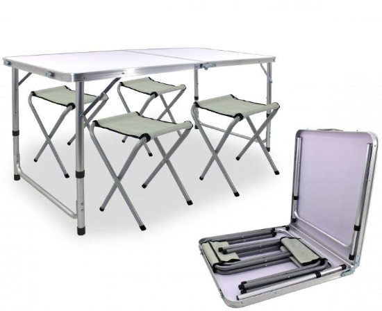 Picture of Kempingový skladací set (stůl + 4křesla) 120 x 60 x 70 cm