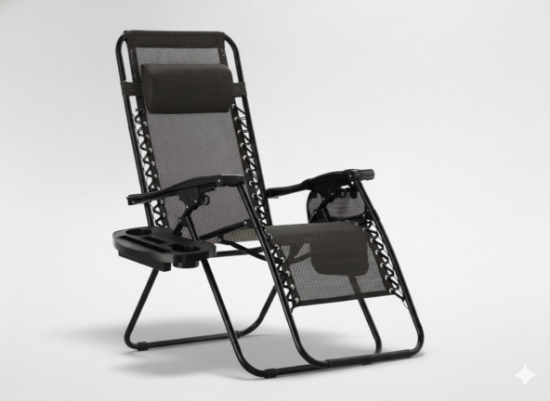 Obrázek z Zahradní relaxační polohovací křeslo se stojanem a opěrkou hlavy 