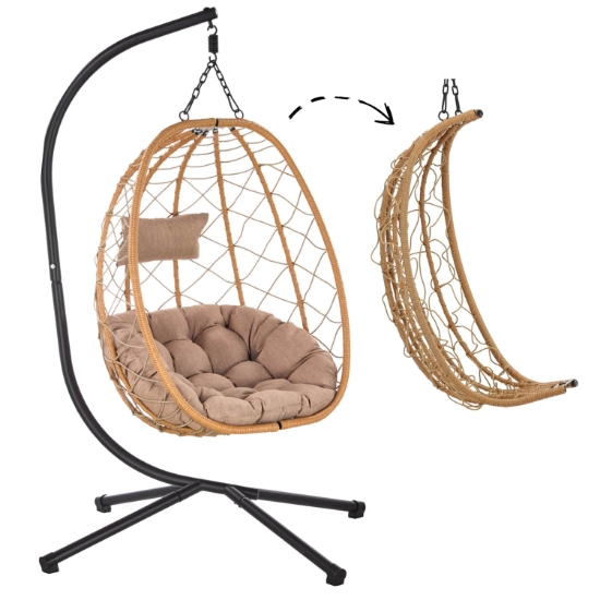 Obrázek z Skládací závěsné křeslo béžové 103x95x185 cm 