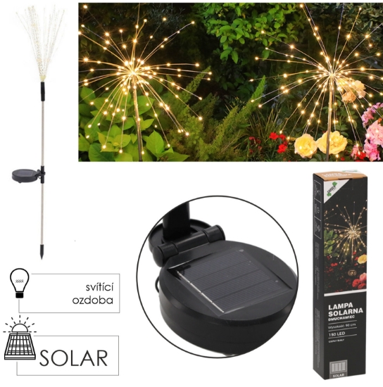 Obrázek z Solární lampa H 90 cm, pampeliška (semínka), 150 LED, teplá bílá 